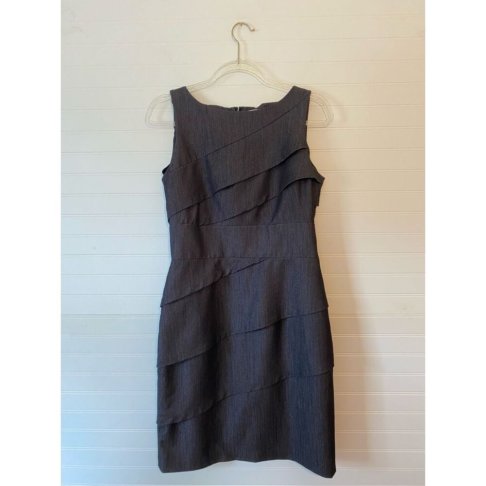 Calvin Klein Charcoal Black Denim Asymmetrical Ruffle Dress